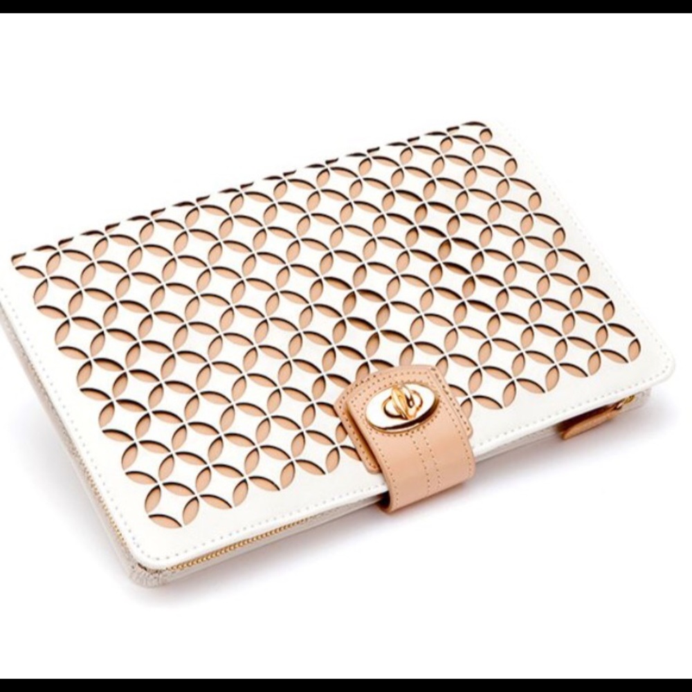Wolf “Chloe” Cream Leather Jewelry Portfolio NIB